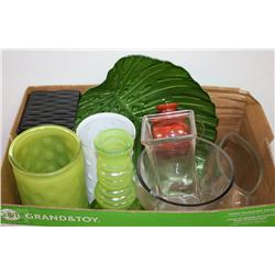 LOT OF 10 VASES WITH PLATTER