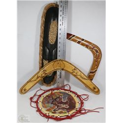 TOMAHAWK'S W/LEATHER NATIVE WALLING HANGING &