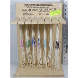 WOOD STAND W/OVER 80 CATS EYE GOOD