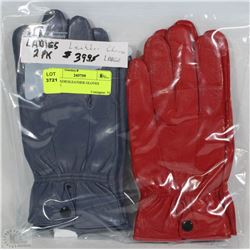 2PK LADIES LEATHER GLOVES LARGE