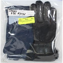 2PK LADIES LEATHER GLOVES LARGE