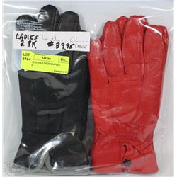 2PK LADIES LEATHER GLOVES LARGE