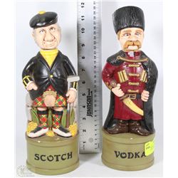 SET OF VINTAGE VODKA AND SCOTCH DECANTERS