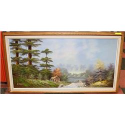 OIL PAINTING OF A COUNTRY SCENE SIGNED B.E. RUBELL