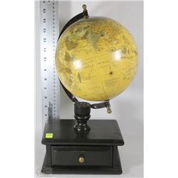 ANTIQUE STYLE GLOBE ON WOODEN BASE WITH DRAWER