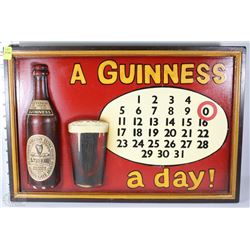 A GUINNESS A DAY - WOOD BEER SIGN & CALENDAR