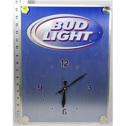 METAL BUD LIGHT WALL CLOCK (16"X12")