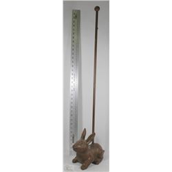 CAST IRON RABBIT TOILET PAPER STAND (35"X9.5")