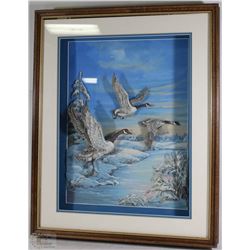1987 3D PRINT OF DUCKS FLYING OVER A WINTER RIVER