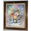 Image 1 : OIL PAINTING OF FLORAL BOUQUET WITH COA ON BACK