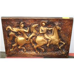RESIN 3D WALL SCULPTURE - ROMAN SOLDIERS ON HORSES