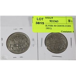LOT OF 2 SILVER 50 CENTS COIN (1944 AND 1951)