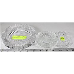 LOT OF 3 CRYSTAL ASHTRAY