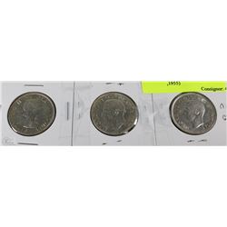 LOT OF 3 SILVER 50 CENTS COIN (1944,1951,1955)