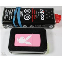 PINK PLAYBOY ZIPPO LIGHTER WITH LIGHTER FLUID