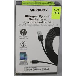 MERKURY CHARGE & SYNC XL 10FT FOR IPOD, IPHONE &