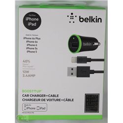 NEW BELKIN IPHONE BOOSTUP CAR CHARGER AND CABLE