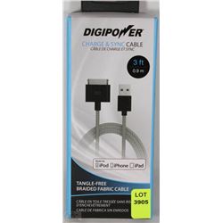 DIGIPOWER CHARGE & SYNC CABLE 3FT LONG FOR IPOD
