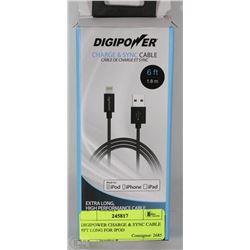 DIGIPOWER CHARGE & SYNC CABLE 6FT LONG FOR IPOD