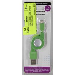 RETRACTABLE MICRO USB CABLE 1.0 AMP FOR ANDROID