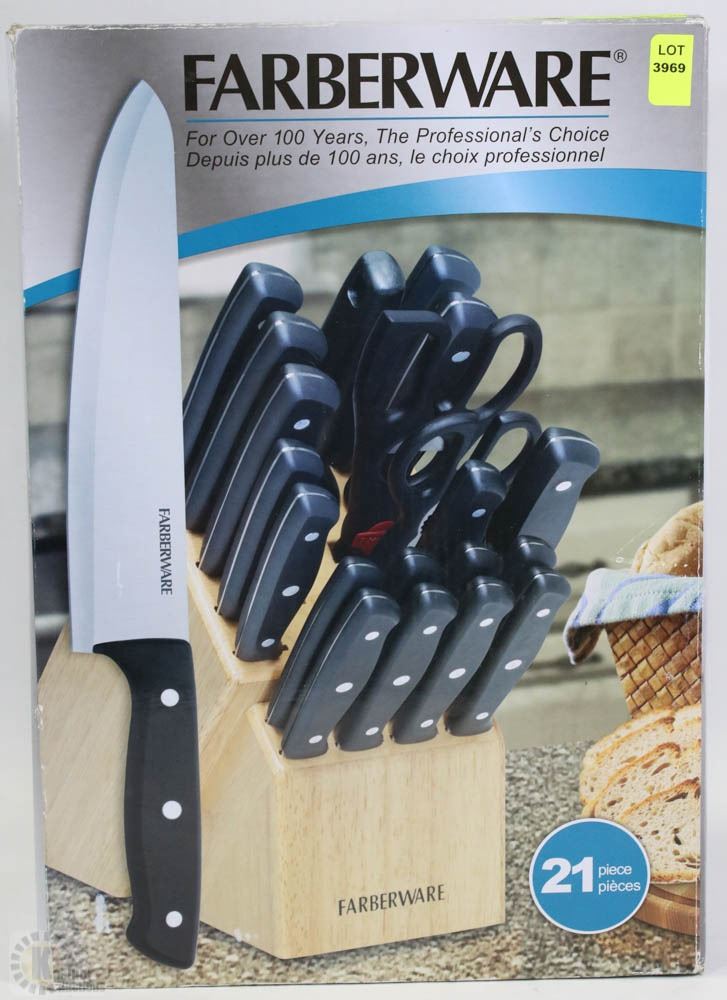 NEW FARBERWARE 21PC KNIFE SET WITH BLOCK