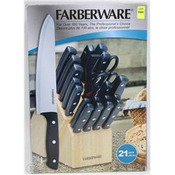NEW FARBERWARE 21PC KNIFE SET WITH BLOCK