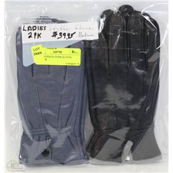 2PK LADIES LEATHER GLOVES MEDIUM