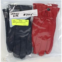 2PK LADIES LEATHER GLOVES MEDIUM