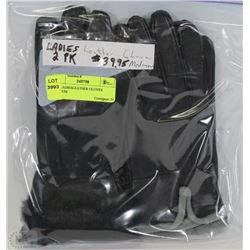 2PK LADIES LEATHER GLOVES MEDIUM