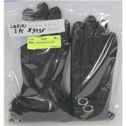 2PK LADIES LEATHER GLOVES SMALL