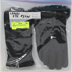 2PK LADIES LEATHER GLOVES MEDIUM