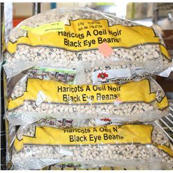 THREE 5KG BAGS OF BLACK EYE BEANS