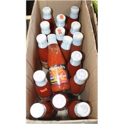 BOX OF SIXTEEN BOTTLES OF FLAMBEO HOT SAUCE
