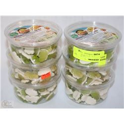 LOT OF SIX CONTAINERS OF FROG JELLY CANDY