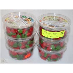 LOT OF SIX CONTAINERS OF STRAWBERRY JELLY CANDY