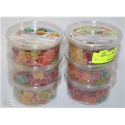 LOT OF SIX CONTAINERS OF SOUR BEAR JELLY CANDY