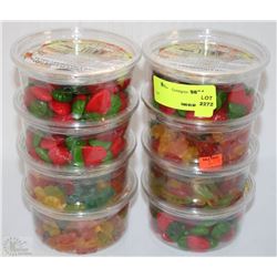 LOT OF EIGHT CONTAINERS OF ASSORTED JELLY CANDY