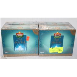 FOUR 200 GRAM BOX OF TAJMAHAL ORANGE PEOKE TEA