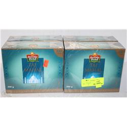 FOUR 200 GRAM BOX OF TAJMAHAL ORANGE PEOKE TEA