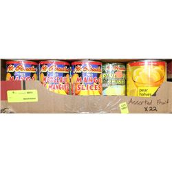 22 CANS OF ASSORTED FRUIT