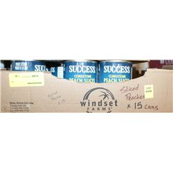 15 CANS OF SUCESS PEACH SLICES 398ML EACH