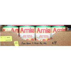 19 CANS OF AMIRA FAVA BEAN AND CHICK SEED MIX