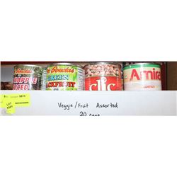 20 CANS OF ASSORTED VEGETABLES AND FRUIT 540ML