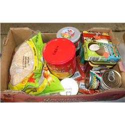 BOX WITH WHEAT CUSTARD SARDINES JAM TUNA ETC.