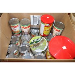 BOX OF CUSTARD VINE LEAVES ROMANO BEANS