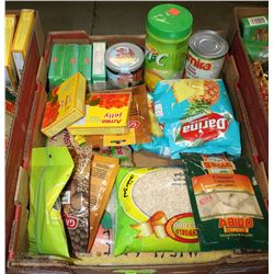 BOX OF GINGER JELLY RICE SEASONINGS, JAM, SARDINES