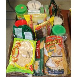 BOX OF ASSORTED PASTA RAISINS BARLEY AND MORE