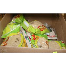 BOX OF ASSORTED BARLEY FLOUR AND MORE