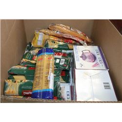 BOX OF 8 TEAPOTS AND ASSORTED PASTA