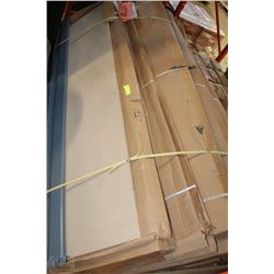 PALLET WITH 11 BOXES OF SHELVING BEAMS AND BOARDS